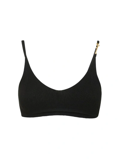Jacquemus Le Bandeau Pralu Logo Crop Top In Black