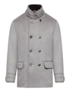 Moorer Kurt-bab Short Double Breasted Coat In Grey