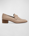 BOUGEOTTE LEATHER MEDALLION HEELED LOAFERS