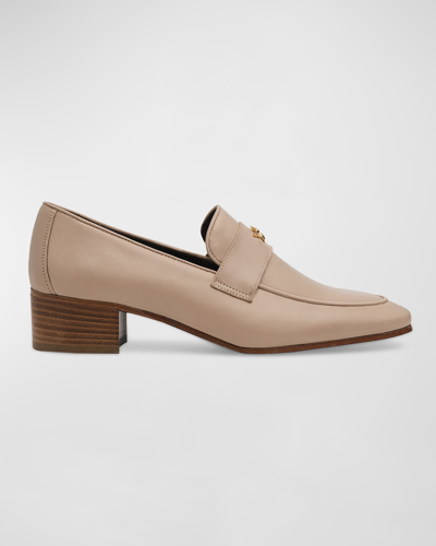 Bougeotte Leather Medallion Loafer Mules In Beige Misia