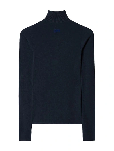 Off-white `slick` Knit Mock-neck Sweater In Black