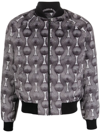 Ozwald Boateng Printed Velvet Bomber Jacket In Grey