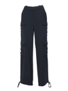 P.a.r.o.s.h Black Cargo Pants With Drawstring At The Ankles In Fabric Woman In Black