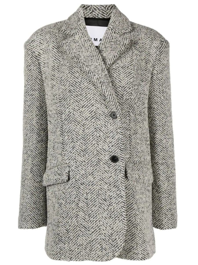Remain Birger Christensen Herringbone Boxy Blazer In White
