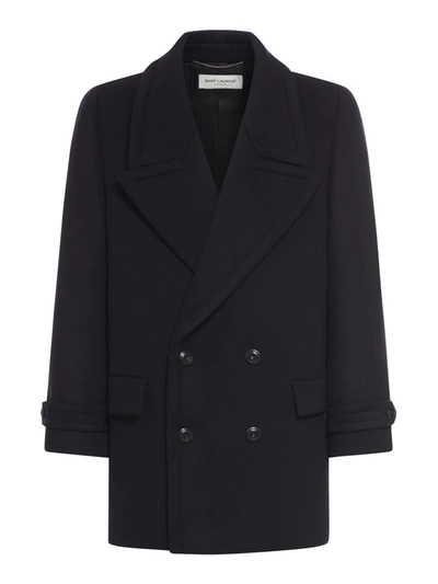 Saint Laurent Single Breasted Coat In Black