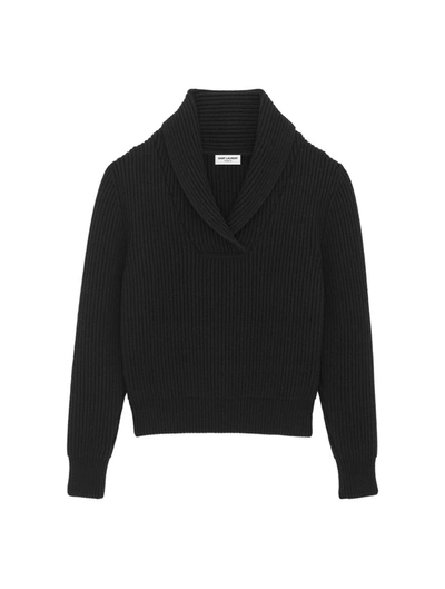 Saint Laurent Wool Jumper In Black