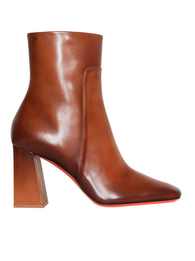 Santoni Hanalei Ankle Boots In Mid Brown