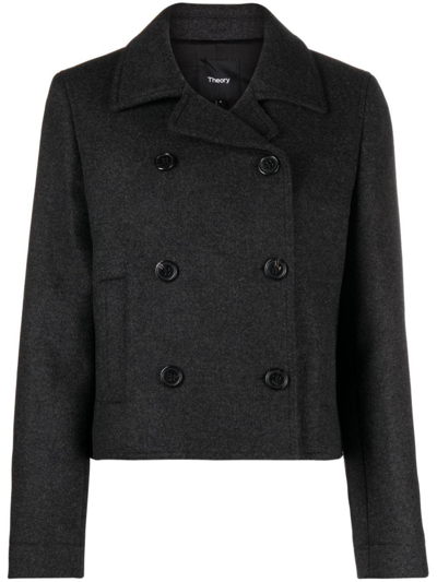 Theory Shrunken Peacoat In Recycled Wool-blend Melton In Pestle Melange