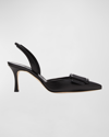 Manolo Blahnik Maysli Buckle Slingback Pointed Toe Pump In Blck0015