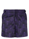 Ozwald Boateng Printed Swim Shorts In Purple