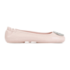 Tory Burch Minnie Pavé Leather Ballerina Shoes In Nude & Neutrals