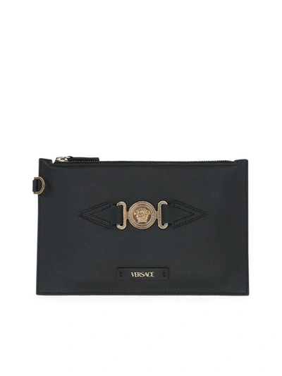 Versace Mini Medusa Biggie Clutch Bag In Black