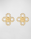 Tory Burch Small Kira Clover Pave Stud Earrings In Tory Gold Crysta