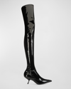 SERGIO ROSSI STRETCH PATENT OVER-THE-KNEE BOOTS