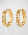 Tory Burch Small Miller Crystal Hoop Earrings In Tory Gold Crysta