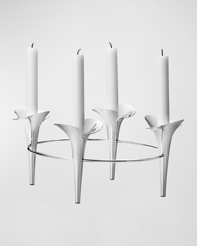 Georg Jensen Bloom Taper Candleholder In Silver