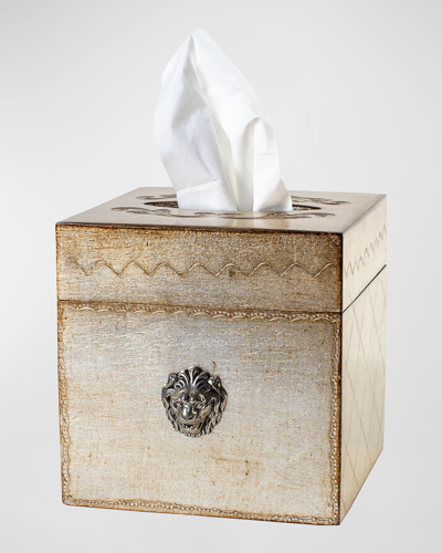 Arte Italica Florentino Leone Wooden Tissue Box Cover In Silver