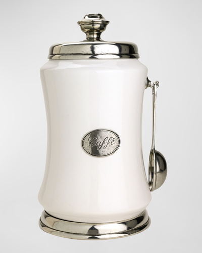 Arte Italica Tuscan Coffee Canister With Spoon In White