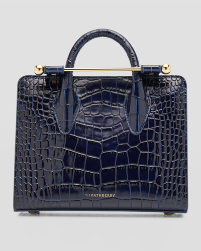 Strathberry Women's Nano Croc-embossed Leather Tote In Navy