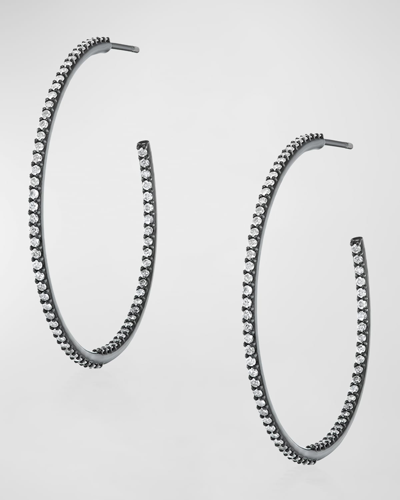 Sheryl Lowe Inside-out Diamond Hoop Earrings In Black Rhodium-tone