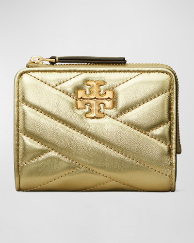 Tory Burch Women's Kira Chevron Metallic Leather Bifold Wallet In Gold