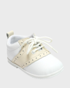 L'amour Shoes Kids' Boy's Austin Two-tone Leather Saddle Oxford Shoes, Baby In White