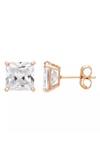 A & M 14K ROSE GOLD SQUARE CUBIC ZIRCONIA STUD EARRINGS