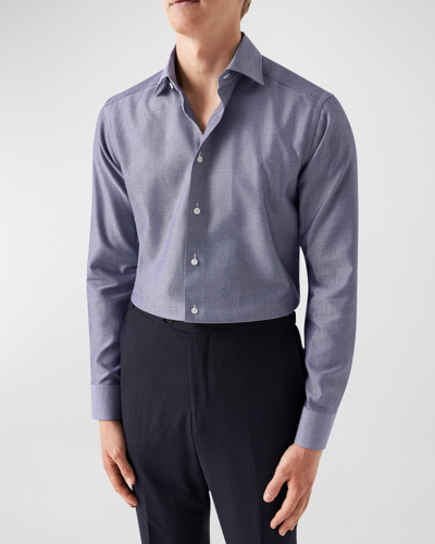 Eton Men's Slim Fit Twill Dress Shirt In Navy Blue