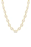Delmar 14k Gold Plated Sterling Silver 8–8.5mm Cultured Freshwater Pearl & Cz Oval Chain Necklace In Gold/ White