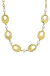 Delmar 6–7mm Cultured Freshwater Pearl Oval Link Necklace In White