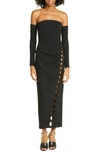 Cult Gaia Capri Off-the-shoulder Long Sleeve Maxi Dress In Black