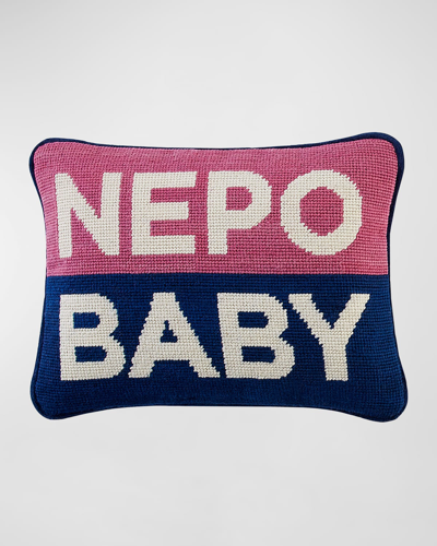 Jonathan Adler Personality Nepo Baby Needlepoint Pillow In Blue