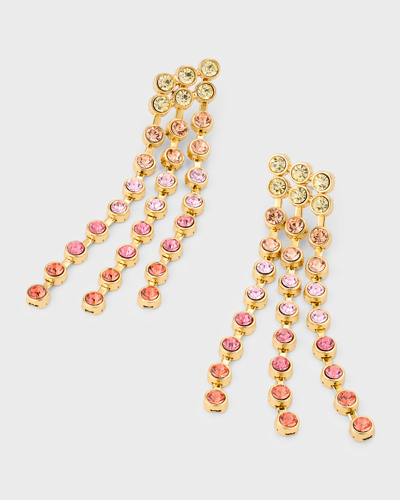 Roxanne Assoulin The Cascade Crystal Fringe Earrings In Multi Pink
