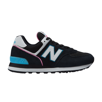 Pre-owned New Balance Wmns 574 'black Vibrant Sky Pink'