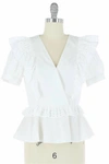 Skies Are Blue Women's Overlapped Frill Blouse In White In White