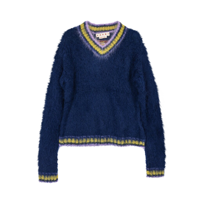 Pre-owned Marni X Fuzzy Wuzzy Mohair Knit Top 'royal' In Blue