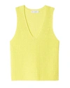 WHITE + WARREN COTTON TAPE SLEEVELESS RIBBED VNECK TOP IN SUNBEAM