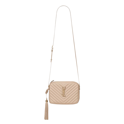 Pre-owned Saint Laurent Lou Quilted Crossbody Bag 'dark Beige' In Tan