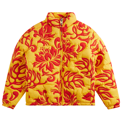 Pre-owned Erl Printed Quilted Puffer 'yellow Tropical Flowers' In Multi-color