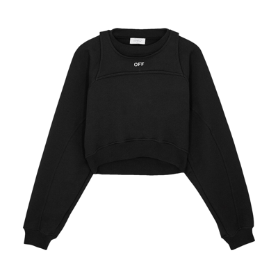 Pre-owned Off-white Off Stamp Round Crop Crewneck 'black/white'