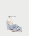 Loeffler Randall Camellia Pleated Bow Heel With Ankle Strap Blue In Blue