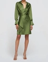 JONATHAN SIMKHAI TALIT DRAPED MINI DRESS IN NORI