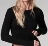 MAJESTIC CASHMERE LONG SLEEVE CREW TOP IN BLACK