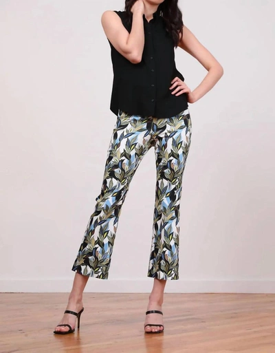 Avenue Montaigne Lulu Crop Slim Straight With Pocket Dress Trouser In Blue Multi