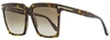 TOM FORD WOMEN'S SQUARE SUNGLASSES TF764 SABRINA-02 52H DARK HAVANA 58MM