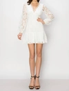 INA FASHION LONG SLEEVE LACE MINI DRESS IN WHITE