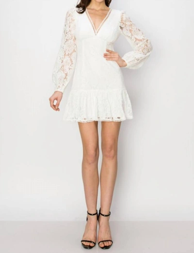 Ina Fashion Long Sleeve Lace Mini Dress In White