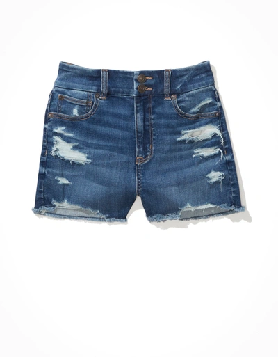 American Eagle Outfitters Ae Ne(x)t Level Curvy High-waisted Denim Short Short In Blue