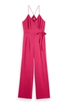 SCOTCH & SODA WAISTED BELT JUMPSUIT IN PINK