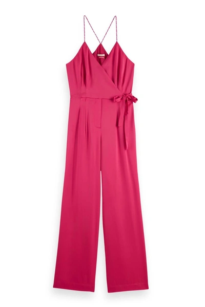 Scotch & Soda Waisted Belt Jumpsuit In Pink